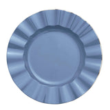 10 Pack | 9inch Ocean Blue Heavy Duty Disposable Dinner Plates with Gold Rim, Plastic Dinner#whtbkgd