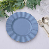 10 Pack | 9inch Ocean Blue Heavy Duty Disposable Dinner Plates with Gold Rim, Plastic Dinnerware