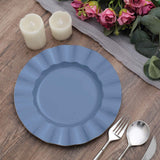 10 Pack | 9inch Ocean Blue Heavy Duty Disposable Dinner Plates with Gold Rim, Plastic Dinnerware