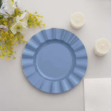 10 Pack | 9inch Ocean Blue Heavy Duty Disposable Dinner Plates with Gold Rim, Plastic Dinnerware