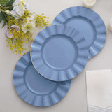 10 Pack | 9inch Ocean Blue Heavy Duty Disposable Dinner Plates with Gold Rim, Plastic Dinnerware