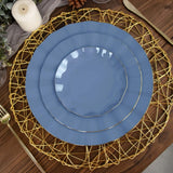 10 Pack | 6inch Ocean Blue Heavy Duty Disposable Salad Plates with Gold Ruffled Rim, Disposable