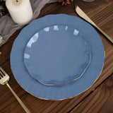 10 Pack | 6inch Ocean Blue Heavy Duty Disposable Salad Plates with Gold Ruffled Rim, Disposable