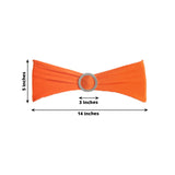 5 pack | 5"x14" Orange Spandex Stretch Chair Sash with Silver Diamond Ring Slide Buckle