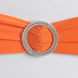 5 pack | 5"x14" Orange Spandex Stretch Chair Sash with Silver Diamond Ring Slide Buckle#whtbkgd