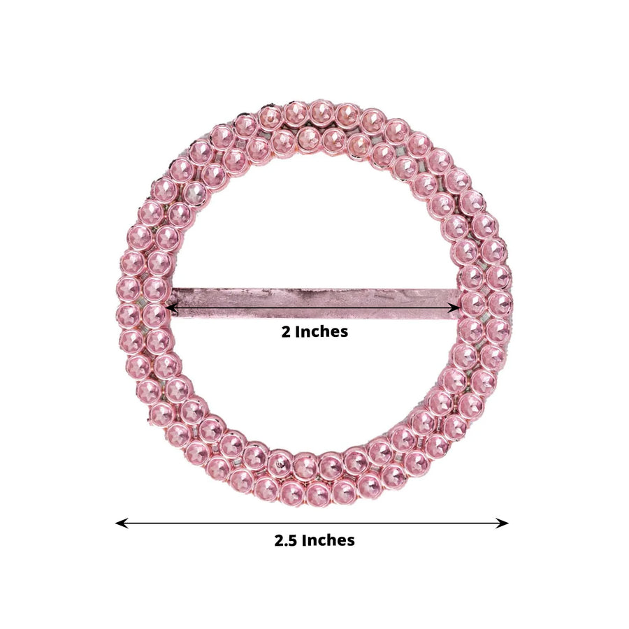 Pink Diamond Circle Napkin Ring Pin Brooch, Rhinestone Chair Sash Bow Buckle