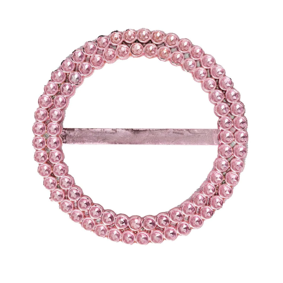 Pink Diamond Circle Napkin Ring Pin Brooch, Rhinestone Chair Sash Bow Buckle#whtbkgd