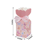 25 Pack Pink Floral Top Candy Gift Boxes With Butterfly Print, Cardstock Paper Party Favor