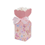 25 Pack Pink Floral Top Candy Gift Boxes With Butterfly Print, Cardstock Paper Party Favor#whtbkgd