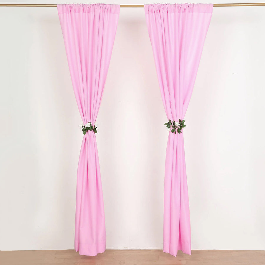 2 Pack Pink Polyester Event Curtain Drapes, 10ftx8ft Backdrop Event Panels With Rod Pockets#whtbkgd