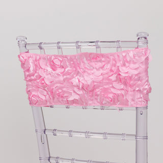 Transform Your Event with Pink Satin Rosette Chair Sashes