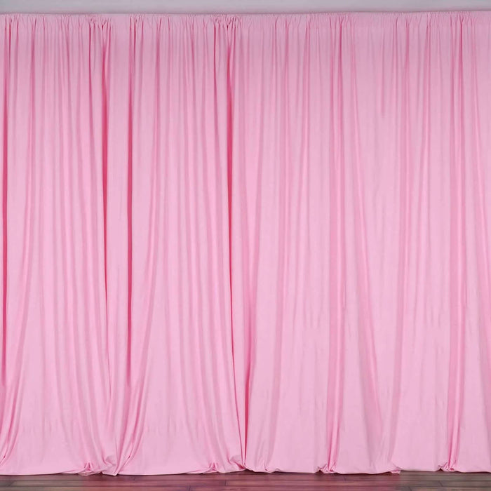 2 Pack Pink Scuba Polyester Curtain Panel Durable Flame Resistant Backdrops Wrinkle Free With Rod