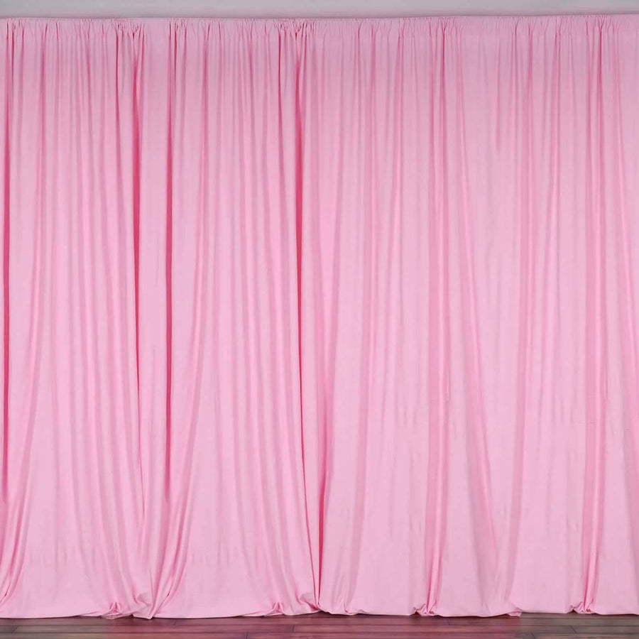 2 Pack Pink Scuba Polyester Curtain Panel Inherently Flame Resistant Backdrops Wrinkle Free With Rod