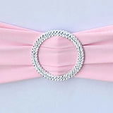 5 pack | 5"x14" Pink Spandex Stretch Chair Sash with Silver Diamond Ring Slide Buckle#whtbkgd