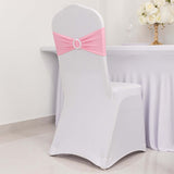 5 pack | 5"x14" Pink Spandex Stretch Chair Sash with Silver Diamond Ring Slide Buckle