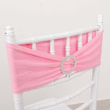 5 pack | 5"x14" Pink Spandex Stretch Chair Sash with Silver Diamond Ring Slide Buckle