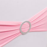 5 pack | 5"x14" Pink Spandex Stretch Chair Sash with Silver Diamond Ring Slide Buckle