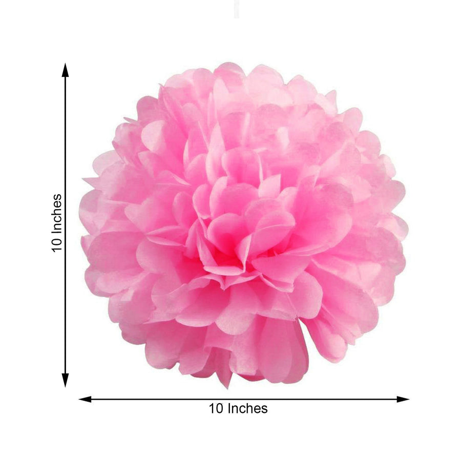 6 Pack 10inch Pink Tissue Paper Pom Poms Flower Balls, Ceiling Wall Hanging Decorations