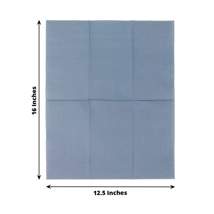 50 Pack 2 Ply Soft Dusty Blue Disposable Party Napkins, Wedding Reception Dinner Paper