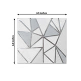 20 Pack | 2 Ply Soft Geometric Silver Foil Paper Dinner Napkins