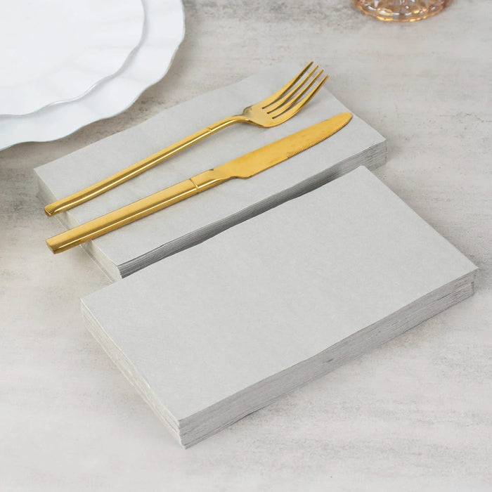 50 Pack | 2 Ply Soft Silver Wedding Reception Dinner Paper Napkins