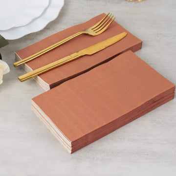 50 Pack 2 Ply Soft Terracotta (Rust) Wedding Reception Dinner Paper Napkins, Cocktail Beverage Party Napkins