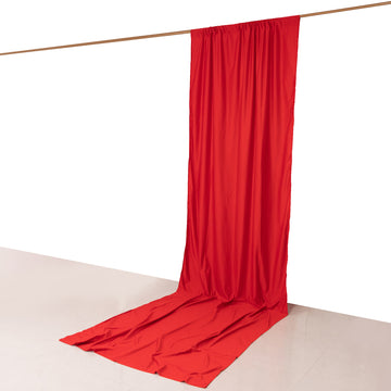 Red Scuba Polyester Event Curtain Drapes, Inherently Flame Resistant Backdrop Event Panel Wrinkle Free with Rod Pockets - 5ftx14ft