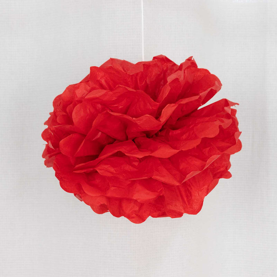 6 Pack 10inch Red Tissue Paper Pom Poms Flower Balls, Ceiling Wall Hanging Decorations