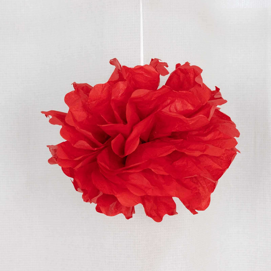 6 Pack 10inch Red Tissue Paper Pom Poms Flower Balls, Ceiling Wall Hanging Decorations