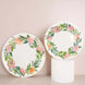 25 Pack | Rose/Peony 7inch Flower Wreath Dessert Appetizer Paper Plates, Disposable Party Plates