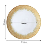 8 Pack | 13inch Round Glass Charger Plates With Metallic Gold Spray Rim