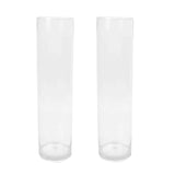 2 Pack | 32inch Round Heavy Duty Clear Cylinder Glass Vases, Tall Flower Vase