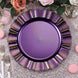 6 Pack | 13inch Round Purple Acrylic Plastic Charger Plates With Gold Brushed Wavy Scalloped Rim