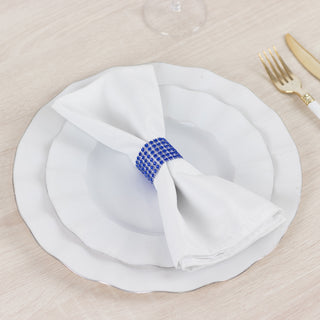 Add a Touch of Luxury with Royal Blue Diamond Rhinestone Napkin Rings
