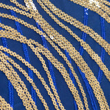 5 Pack Royal Blue Gold Wave Chair Sash Bands With Embroidered Sequins#whtbkgd