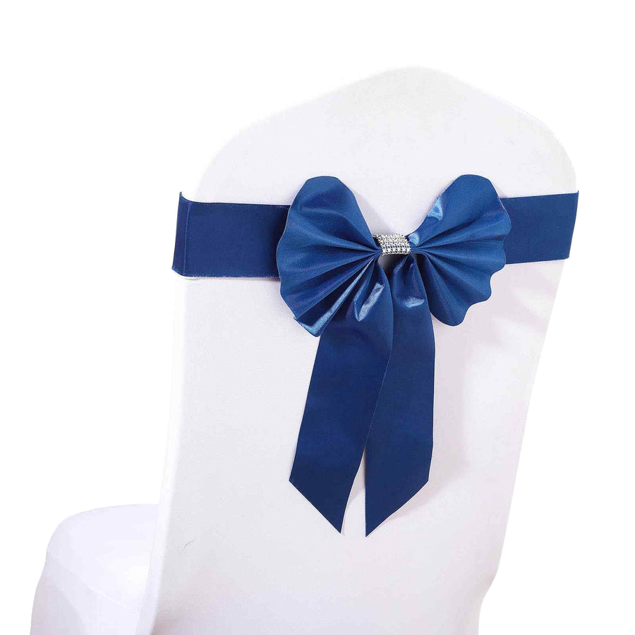 5 Pack | Royal Blue | Reversible Chair Sashes with Buckle | Double Sided Pre-tied Bow Tie Chair Band