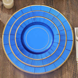 25 Pack | 8inch Royal Blue Sunray Gold Rimmed Dessert Appetizer Paper Plates, Disposable