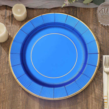 25 Pack 13" Royal Blue Sunray Heavy Duty Paper Charger Plates, Disposable Serving Trays - 350 GSM