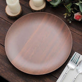 6 Pack | 10inch Rustic Brown Wood Grain Shatterproof Melamine Dinner Plates, Round Farmhouse Style