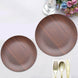 6 Pack | 8inch Rustic Brown Wood Grain Shatterproof Melamine Salad Plates, Round Farmhouse Style