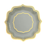 25 Pack Sage Green Disposable Salad Plates With Scalloped Gold Rim#whtbkgd