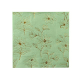 50 Pack Sage Green 2-Ply Paper Beverage Napkins with Gold Outlined Flowers Print#whtbkgd