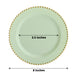 10 Pack Sage Green Plastic Salad Plates with Gold Beaded Rim, Disposable Round Appetizer