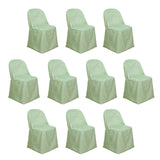 10 Pack Sage Green Polyester Folding Chair Covers, Reusable Stain Resistant Slip On Chair