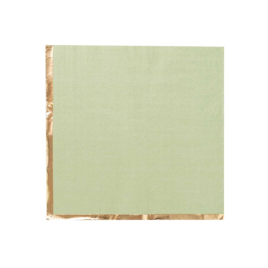 50 Pack Soft Sage Green 2 Ply Disposable Cocktail Napkins with Gold Foil Edge, Disposable#whtbkgd