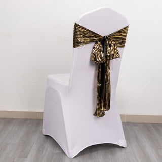 Add Elegance and Glamour with Shiny Black Gold Foil Chair Sashes