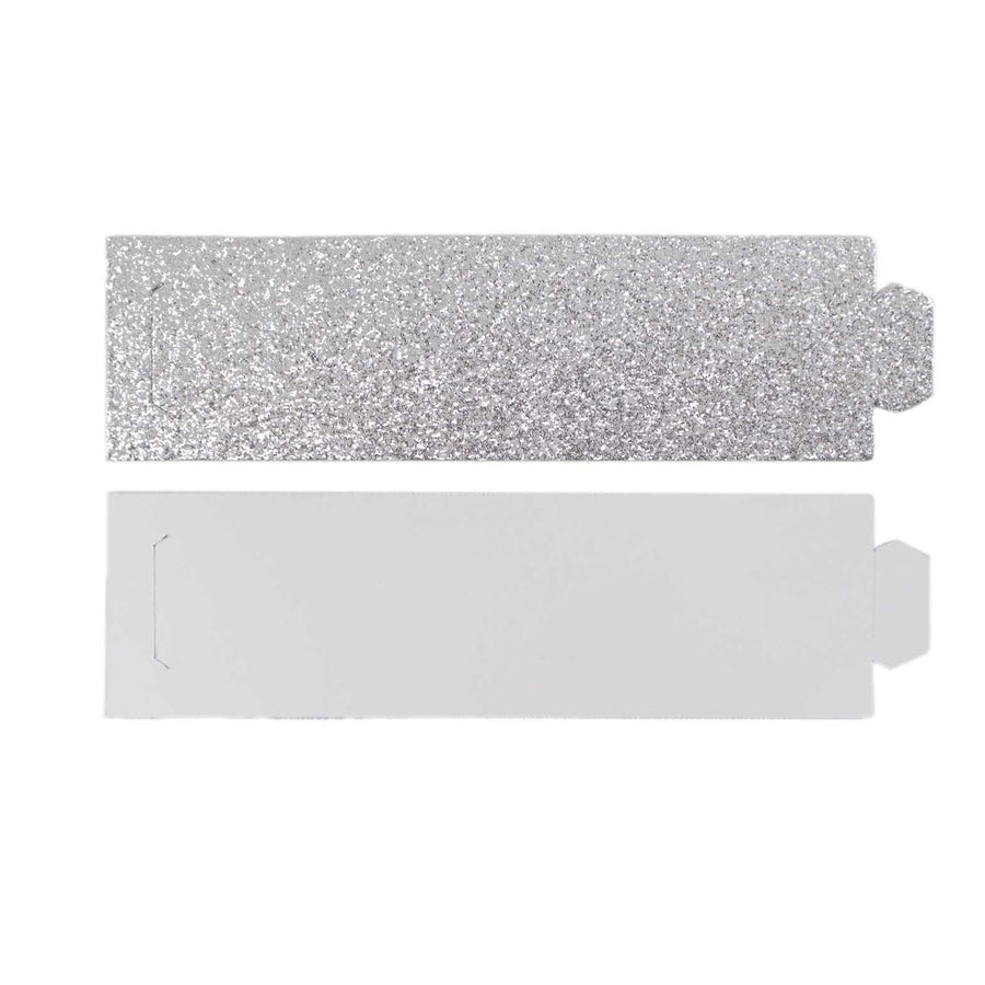 50 Pack Silver Glitter Paper Napkin Holders, 1.5inch Disposable Napkin Rings