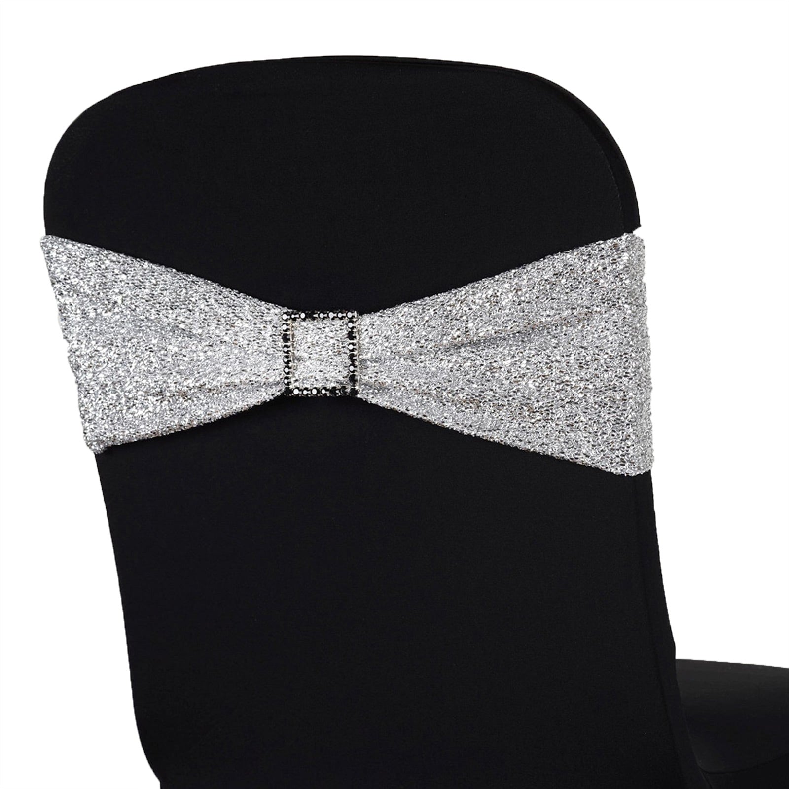Metallic Tinsel Spandex Banquet Chair Cover with Sash Band and Buckle