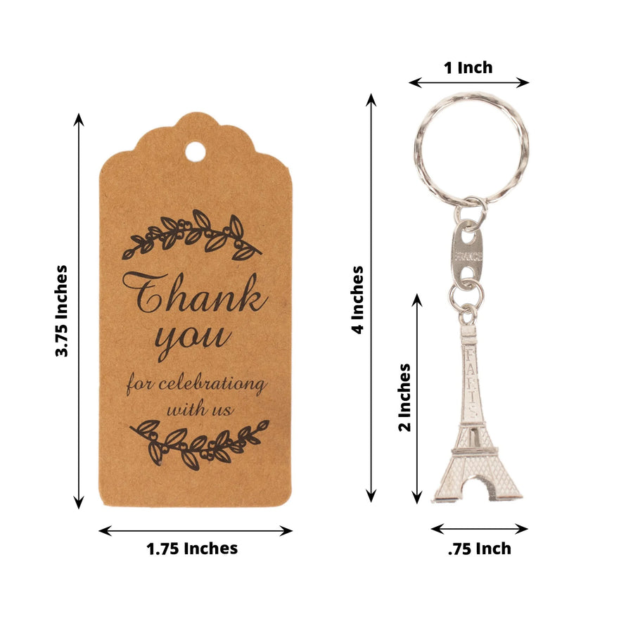 10 Pack Silver Plastic Paris Eiffel Tower Keychain Wedding Favors, 4inch Party Souvenirs