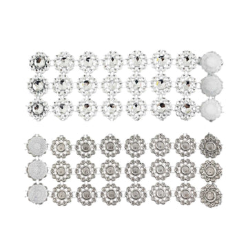 10 Pack Silver Sunflower Diamond Rhinestones Napkin Holders With Velcro, Elegant Wedding Napkin Rings